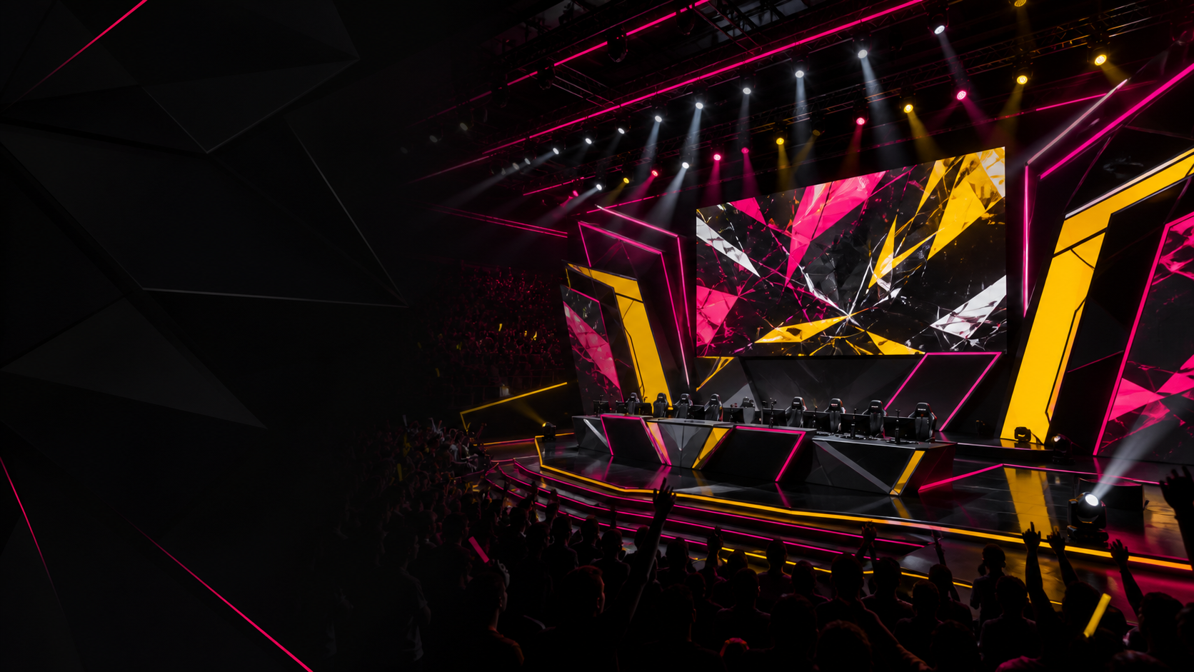 A packed TNL-style esports arena